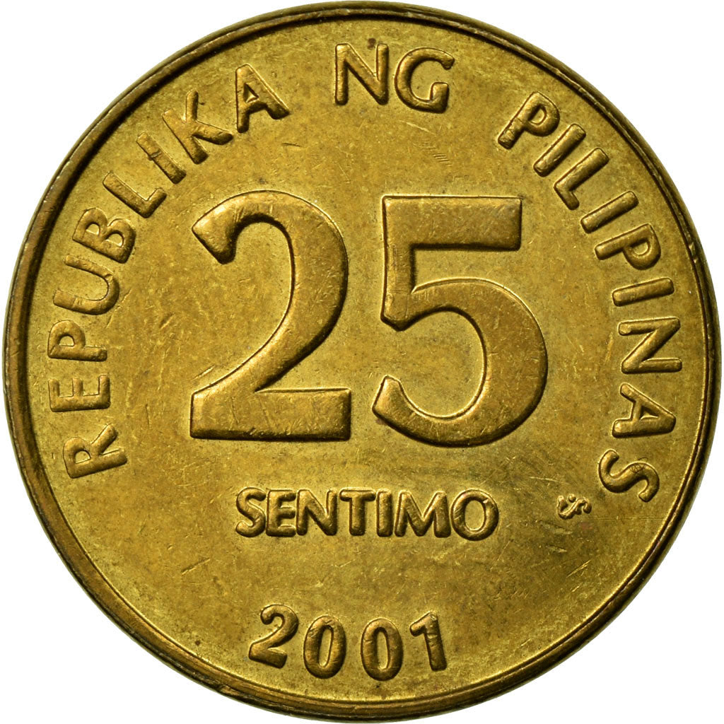 Coin, Philippines, 25 Sentimos, 1993, EF(40-45), Brass, KM:241.2