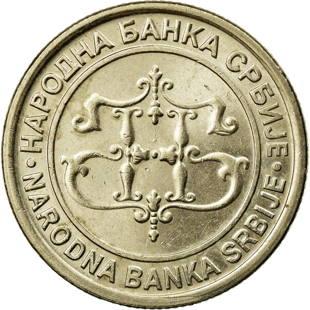 Coin, Serbia, 10 Dinara, 2003, AU(55-58), Copper-Nickel-Zinc, KM:37