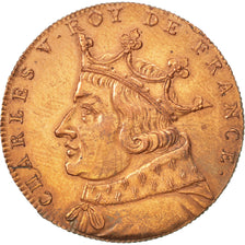 FRANCE, History, Charles V, Medal, AU(50-53), Copper, 32, 14.20