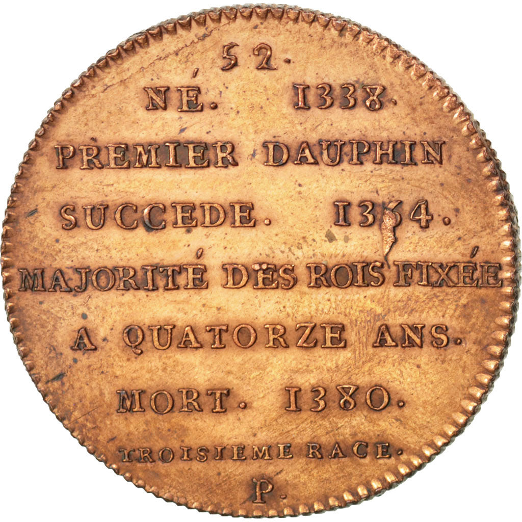 FRANCE, History, Charles V, Medal, AU(50-53), Copper, 32, 14.20