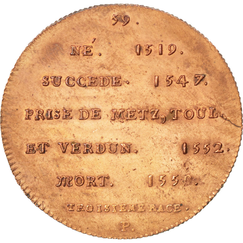 FRANCE, History, Henry II, Medal, AU(50-53), Copper, 32, 13.50