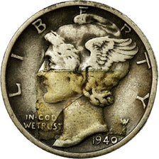 Coin, United States, Mercury Dime, Dime, 1940, U.S. Mint, Denver, VF(20-25)
