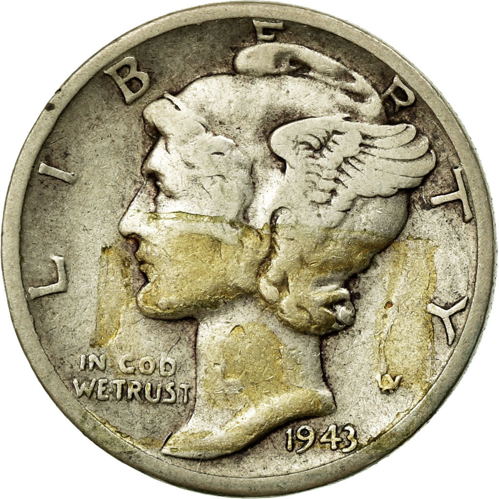 Moeda, Estados Unidos da América, Mercury Dime, Dime, 1943, U.S. Mint, Denver