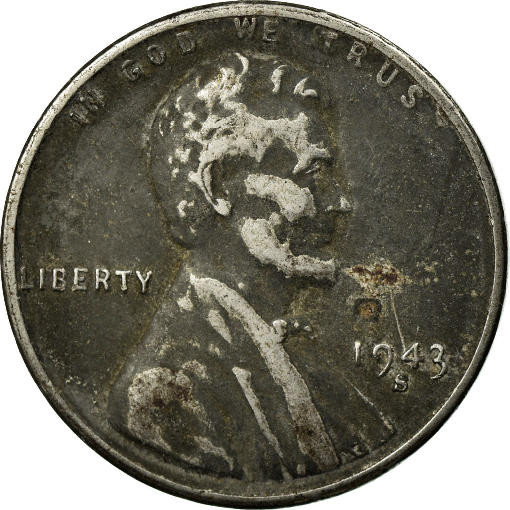 Coin, United States, Lincoln Cent, Cent, 1943, U.S. Mint, San Francisco