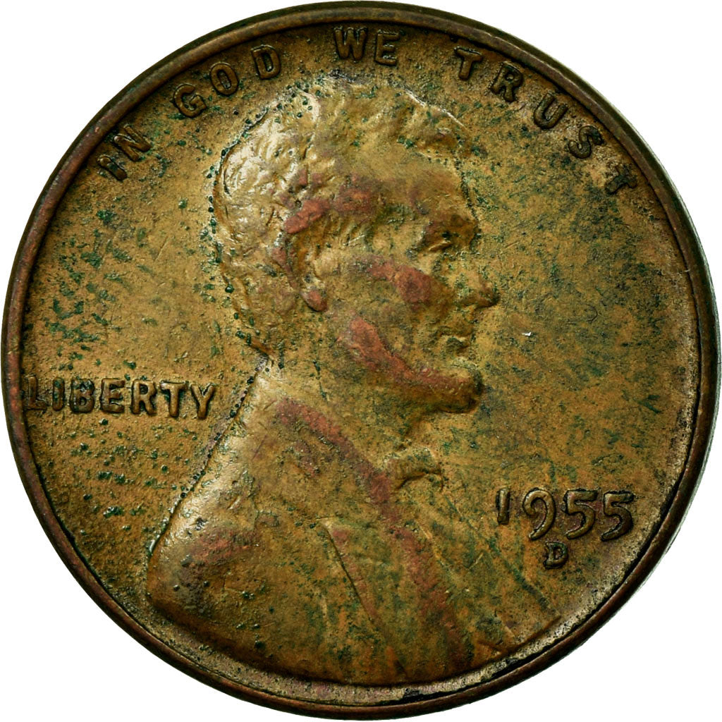 Coin, United States, Lincoln Cent, Cent, 1955, U.S. Mint, Denver, VF(30-35)