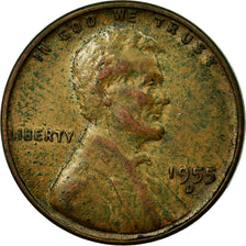 Coin, United States, Lincoln Cent, Cent, 1955, U.S. Mint, Denver, VF(30-35)