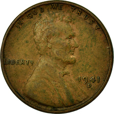 Coin, United States, Lincoln Cent, Cent, 1941, U.S. Mint, Denver, VF(30-35)