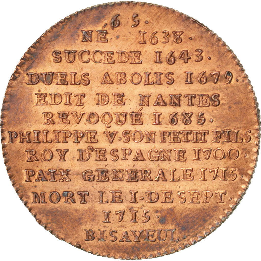France, Medal, Louis XIV, History, AU(55-58), Copper