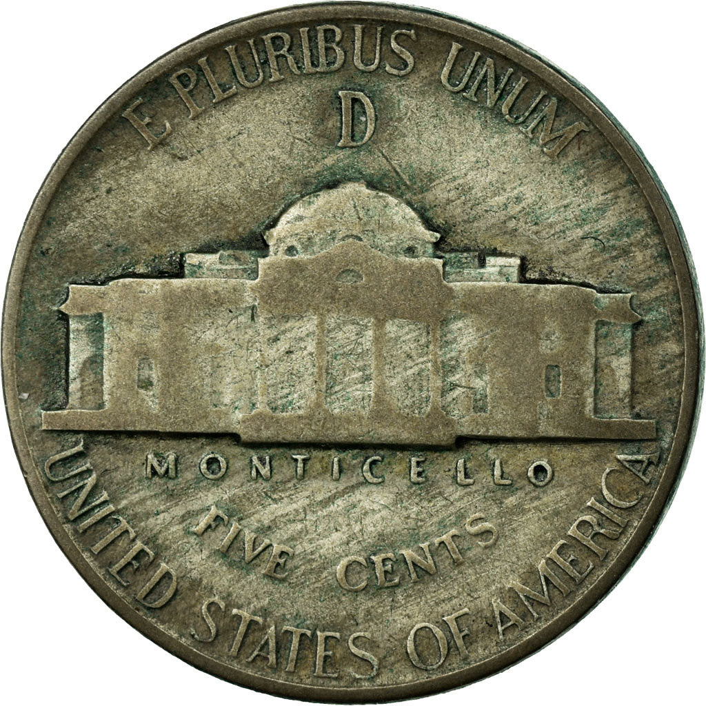 Monnaie, États-Unis, Jefferson Nickel, 5 Cents, 1945, U.S. Mint, Denver, TB