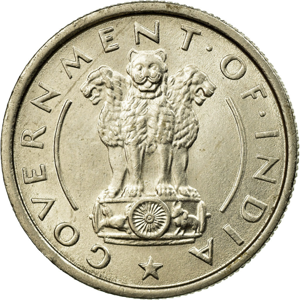 Coin, INDIA-REPUBLIC, 1/2 Rupee, 1954, EF(40-45), Nickel, KM:6.2