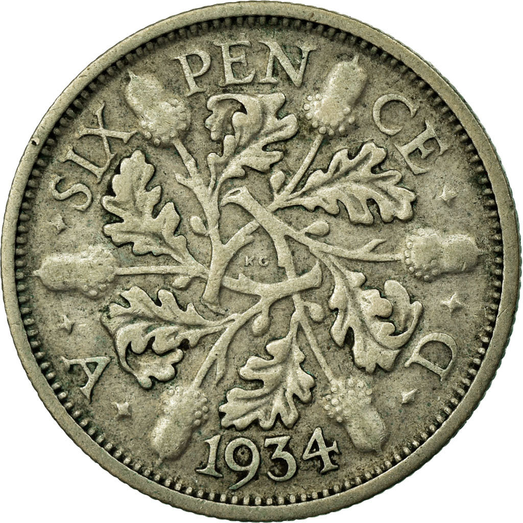 Coin, Great Britain, George V, 6 Pence, 1934, EF(40-45), Silver, KM:832