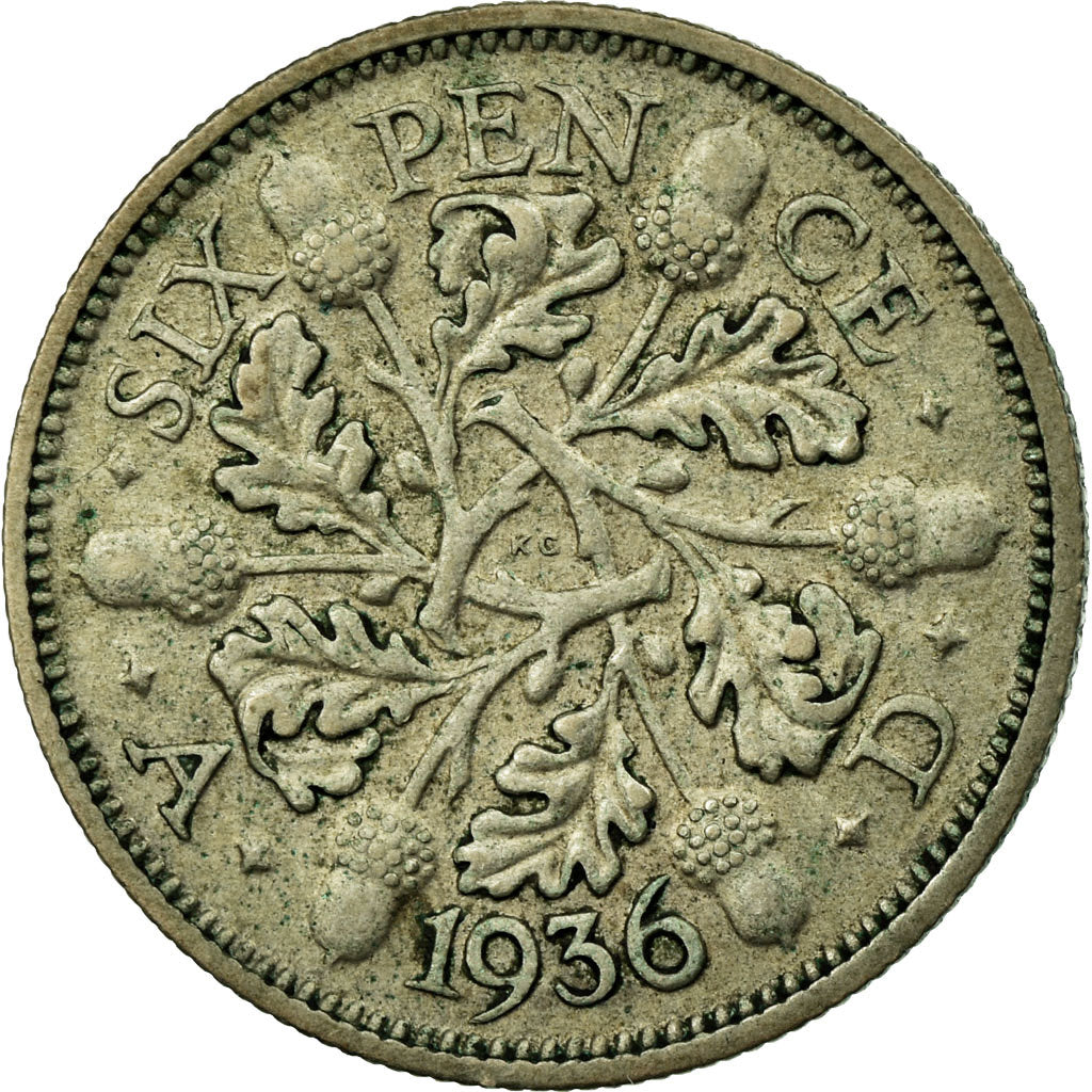 Coin, Great Britain, George V, 6 Pence, 1936, EF(40-45), Silver, KM:832