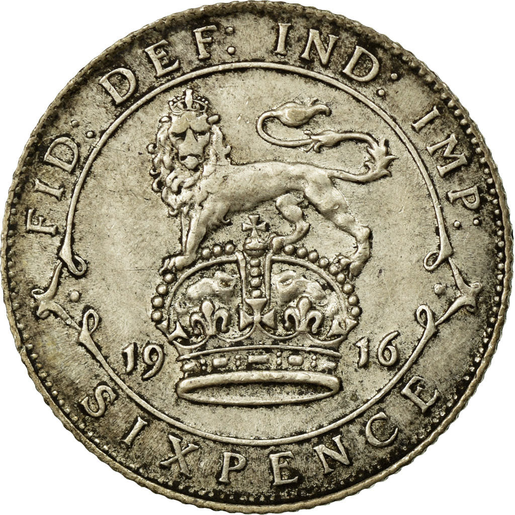 Coin, Great Britain, George V, 6 Pence, 1916, EF(40-45), Silver, KM:815