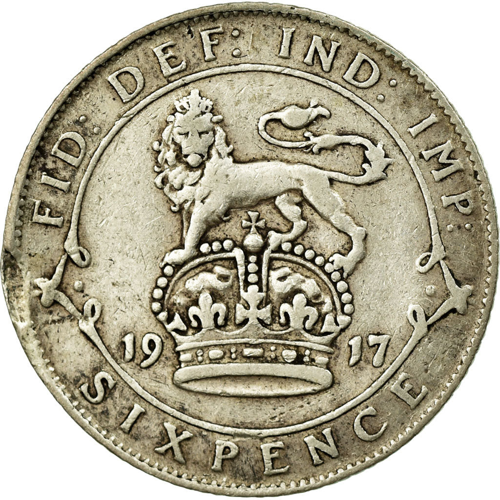 Coin, Great Britain, George V, 6 Pence, 1917, VF(30-35), Silver, KM:815