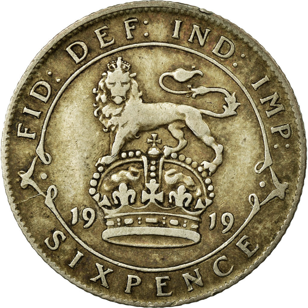 Coin, Great Britain, George V, 6 Pence, 1919, VF(30-35), Silver, KM:815