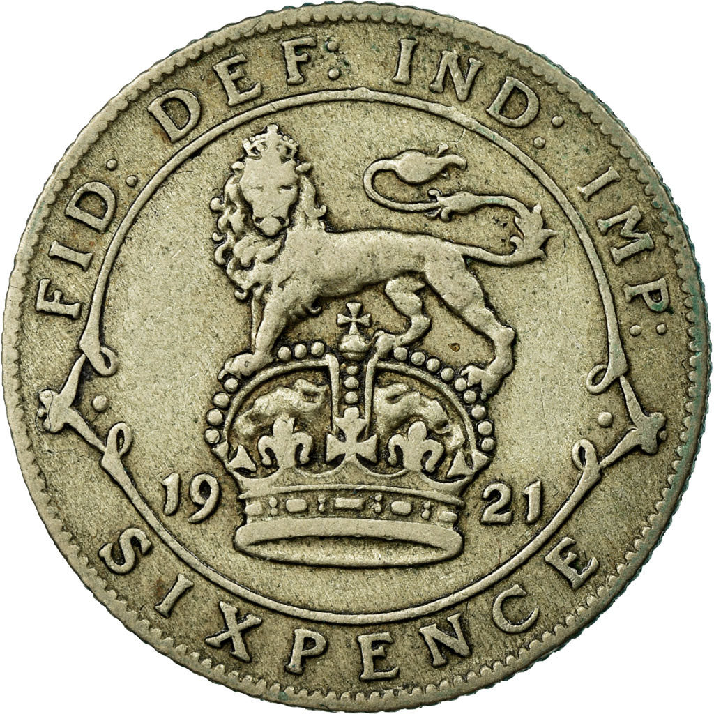 Coin, Great Britain, George V, 6 Pence, 1921, VF(30-35), Silver, KM:815a.1