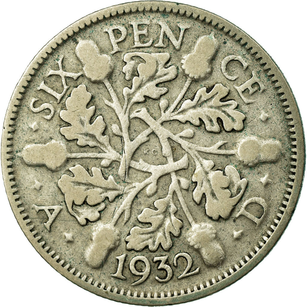 Coin, Great Britain, George V, 6 Pence, 1932, VF(30-35), Silver, KM:832