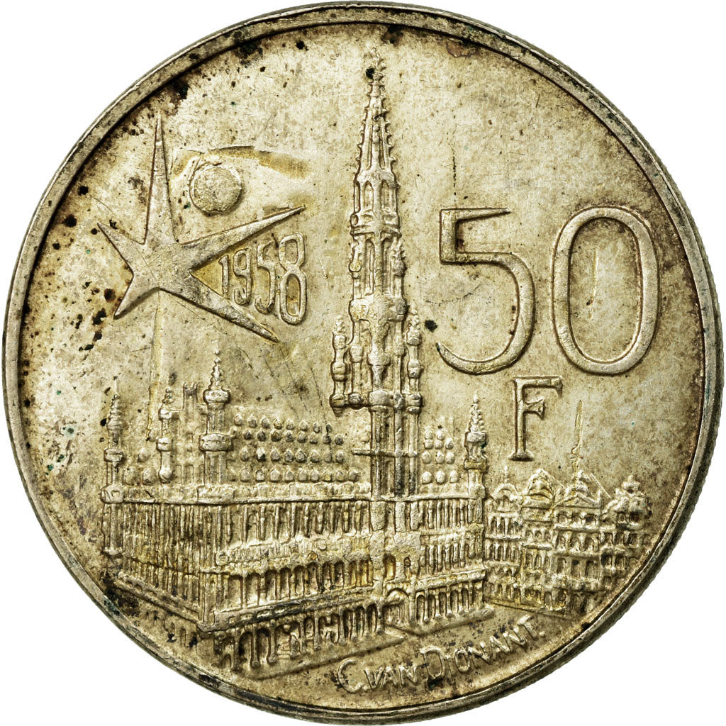 Coin, Belgium, 50 Francs, 50 Frank, 1958, Brussels, EF(40-45), Silver, KM:150.1