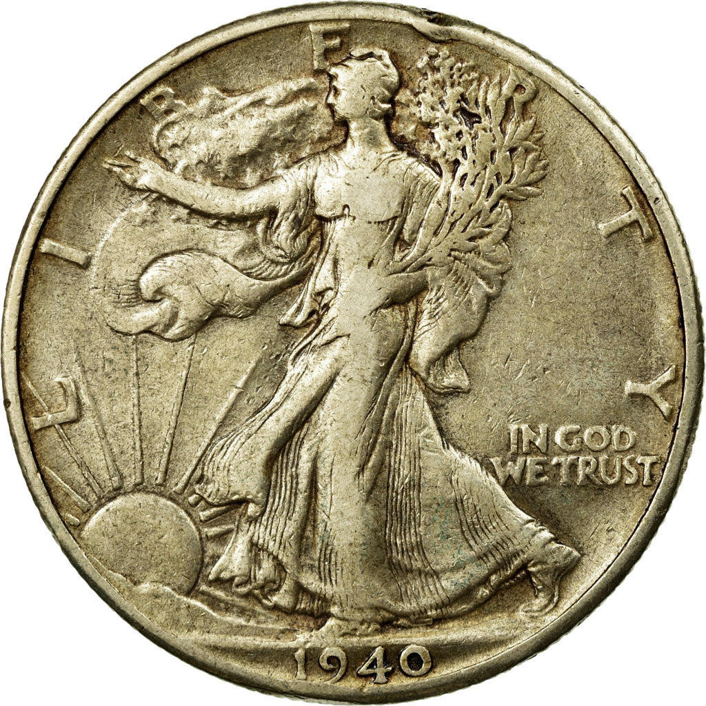 Coin, United States, Walking Liberty Half Dollar, Half Dollar, 1940, U.S. Mint