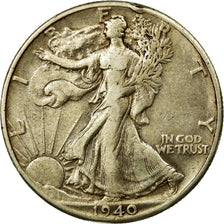 Coin, United States, Walking Liberty Half Dollar, Half Dollar, 1940, U.S. Mint