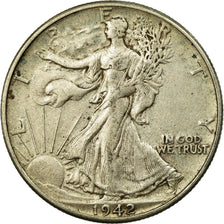 Coin, United States, Walking Liberty Half Dollar, Half Dollar, 1942, U.S. Mint