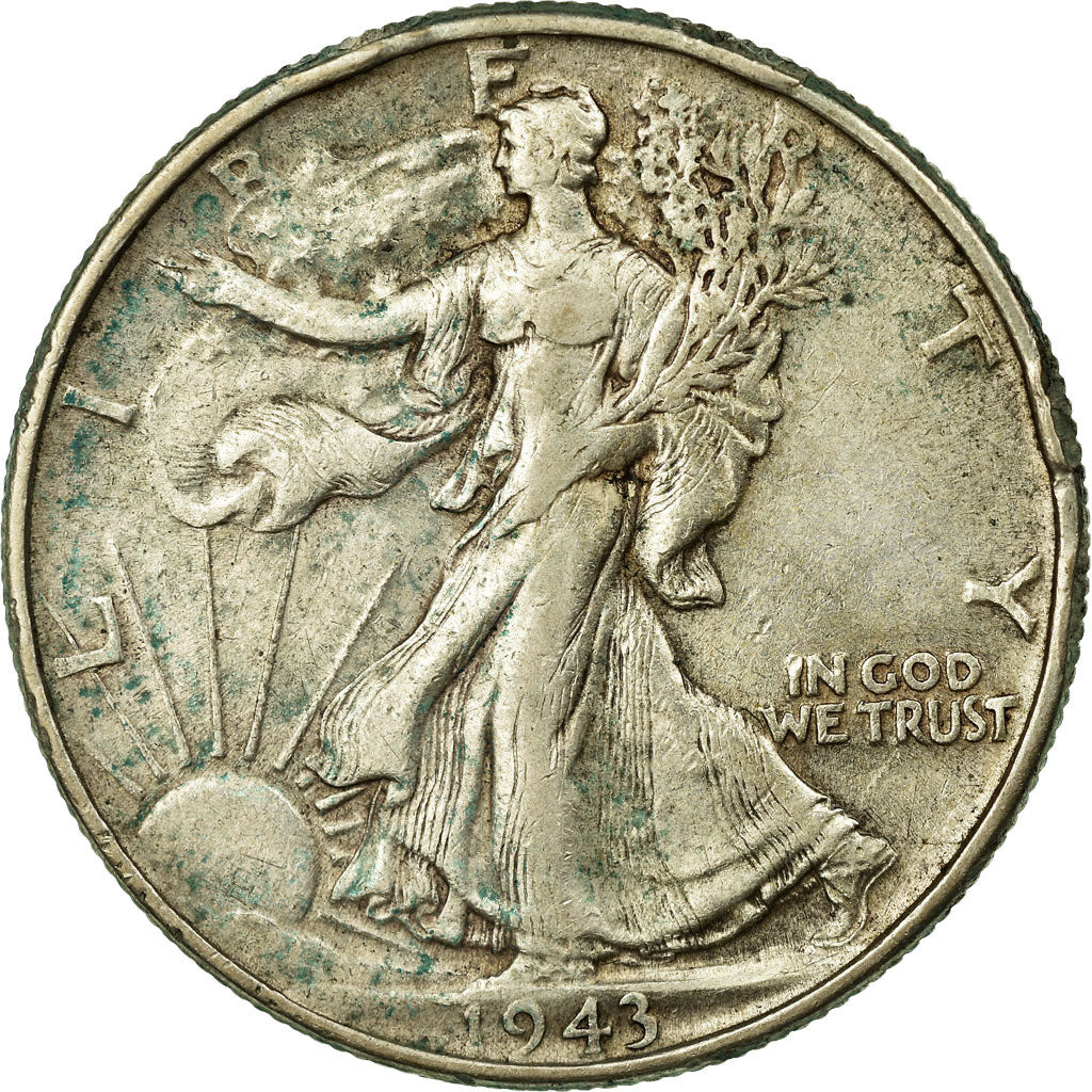 Coin, United States, Walking Liberty Half Dollar, Half Dollar, 1943, U.S. Mint