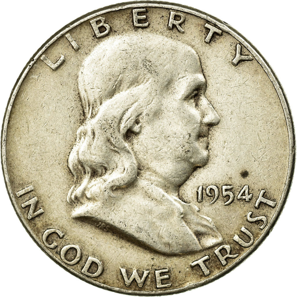 Coin, United States, Franklin Half Dollar, Half Dollar, 1954, U.S. Mint