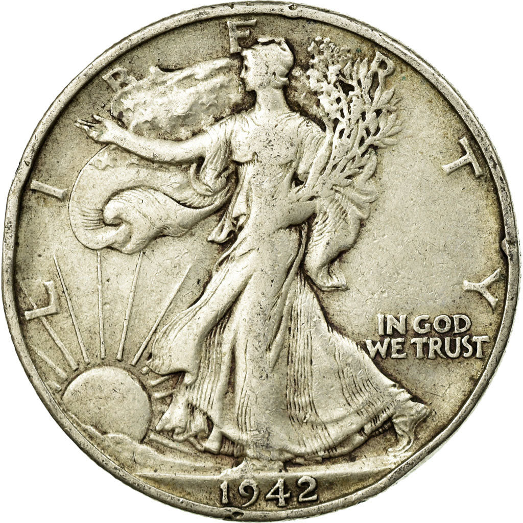 Coin, United States, Walking Liberty Half Dollar, Half Dollar, 1942, U.S. Mint