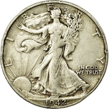 Coin, United States, Walking Liberty Half Dollar, Half Dollar, 1942, U.S. Mint