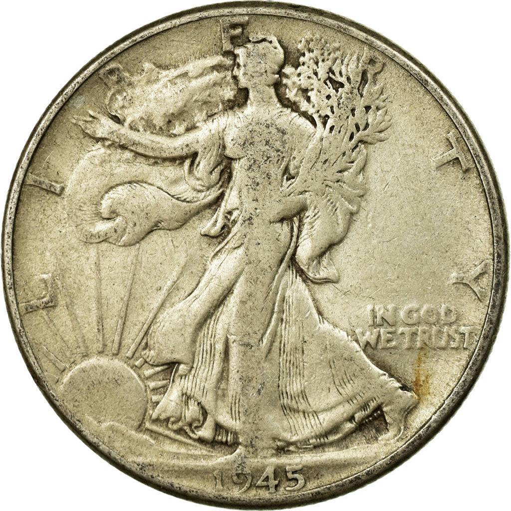 Coin, United States, Walking Liberty Half Dollar, Half Dollar, 1945, U.S. Mint