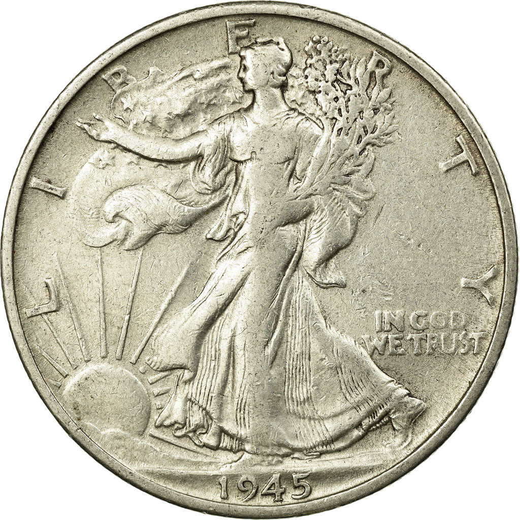 Coin, United States, Walking Liberty Half Dollar, Half Dollar, 1945, U.S. Mint