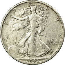 Coin, United States, Walking Liberty Half Dollar, Half Dollar, 1945, U.S. Mint