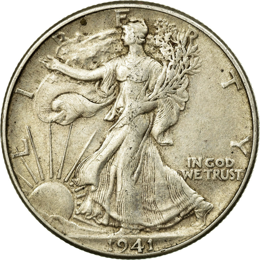 Coin, United States, Walking Liberty Half Dollar, Half Dollar, 1941, U.S. Mint