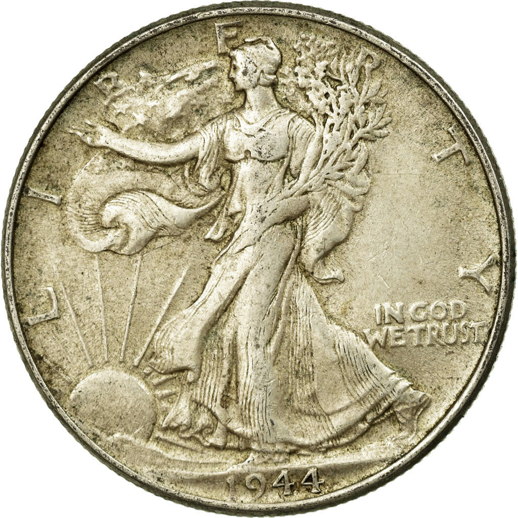 Coin, United States, Walking Liberty Half Dollar, Half Dollar, 1944, U.S. Mint