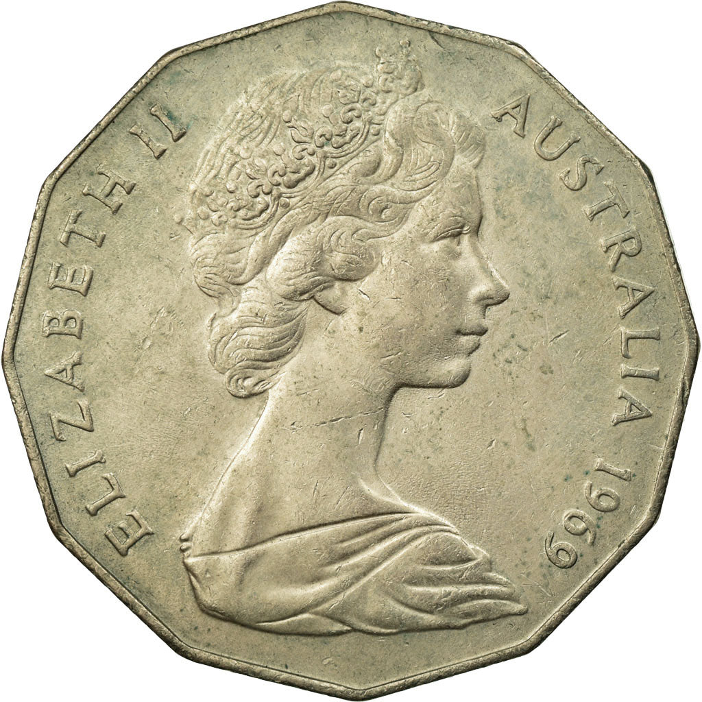 Coin, Australia, Elizabeth II, 50 Cents, 1969, EF(40-45), Copper-nickel, KM:68