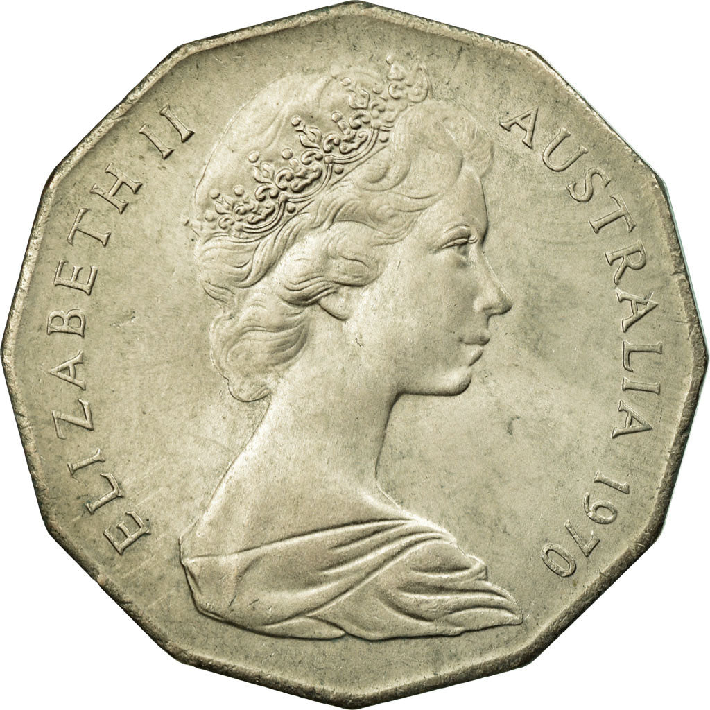 Moneta, Australia, Elizabeth II, 50 Cents, 1970, EF(40-45), Miedź-Nikiel, KM:69