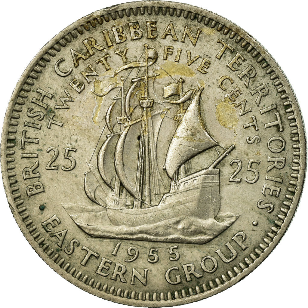 Münze, Osten Karibik Staaten, Elizabeth II, 25 Cents, 1955, SS, Copper-nickel