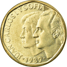 Moneta, Hiszpania, Juan Carlos I, 500 Pesetas, 1989, AU(55-58), Aluminium-Brąz