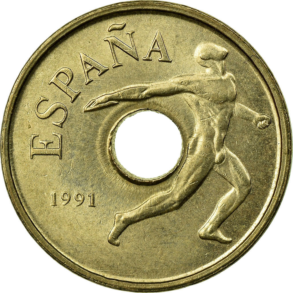 Moneda, España, Juan Carlos I, 25 Pesetas, 1991, Madrid, MBC, Aluminio -
