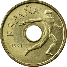 Munten, Spanje, Juan Carlos I, 25 Pesetas, 1991, Madrid, ZF, Aluminum-Bronze