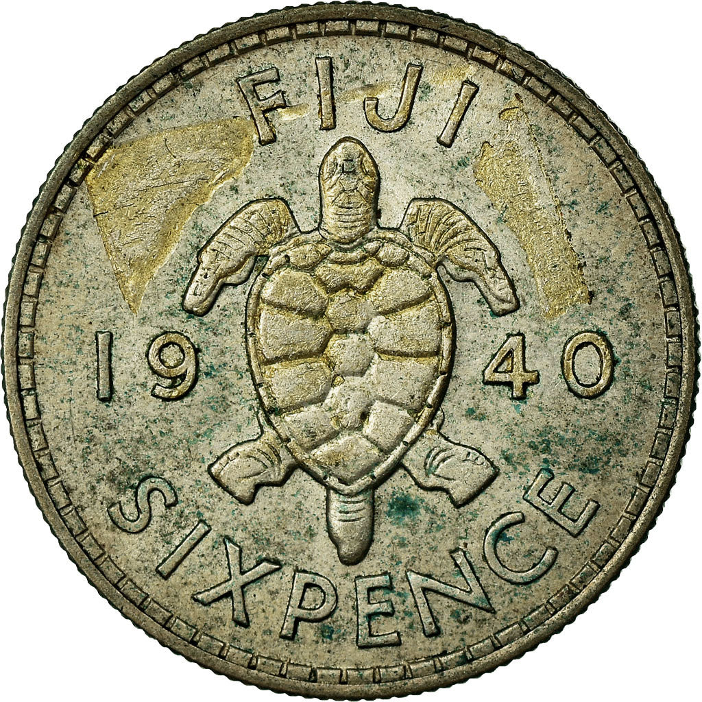 Moneda, Fiji, George VI, Sixpence, 1940, MBC, Plata, KM:11