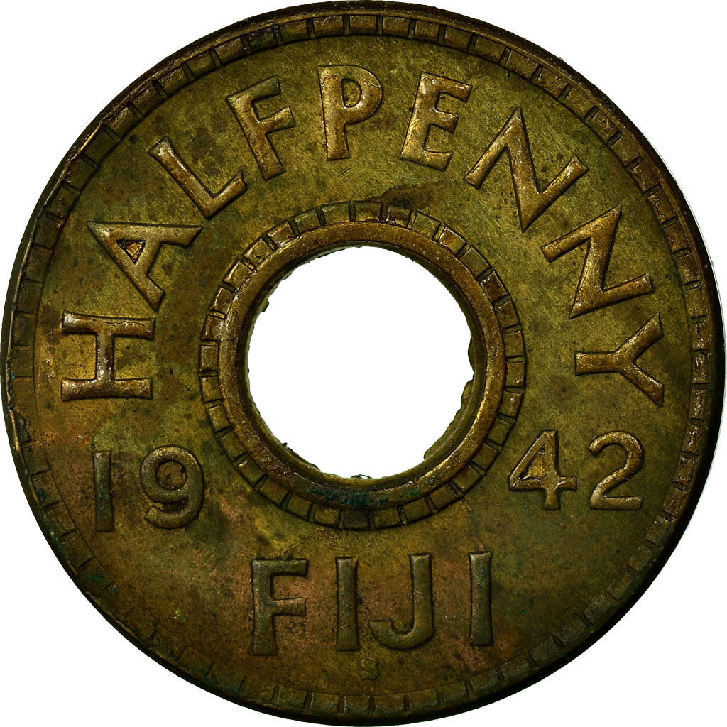 Coin, Fiji, George VI, 1/2 Penny, 1942, VF(30-35), Brass, KM:14A
