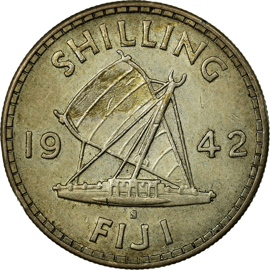 Coin, Fiji, George VI, Shilling, 1942, EF(40-45), Silver, KM:12a