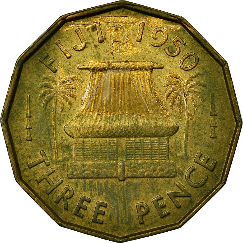Coin, Fiji, George VI, Threepence, 1950, EF(40-45), Nickel-brass, KM:18
