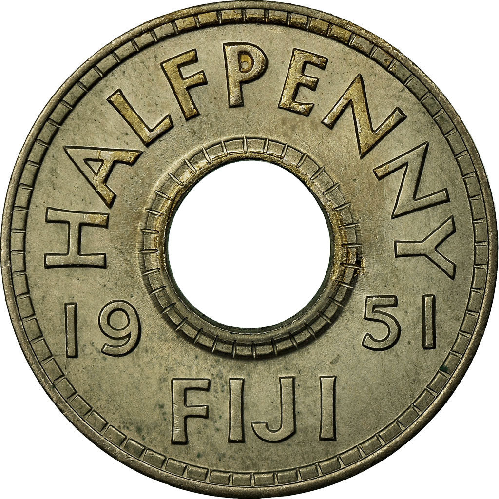 Munten, Fiji, George VI, 1/2 Penny, 1951, ZF, Copper-nickel, KM:16