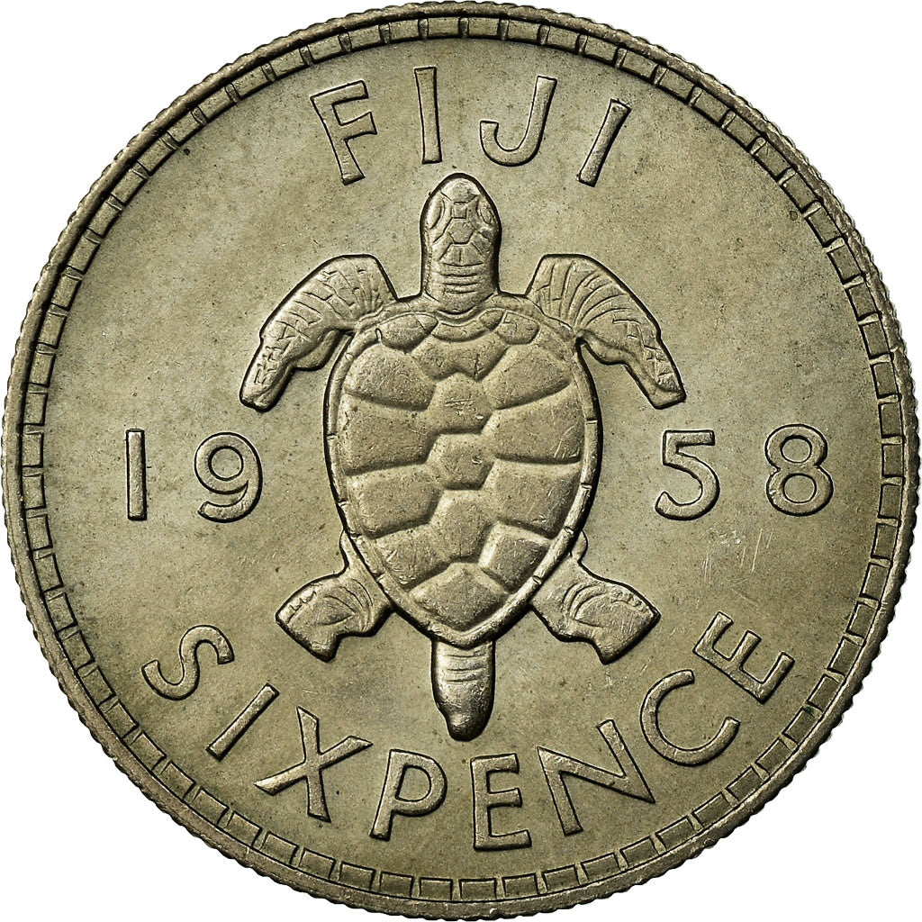 Coin, Fiji, Elizabeth II, Sixpence, 1958, EF(40-45), Copper-nickel, KM:19