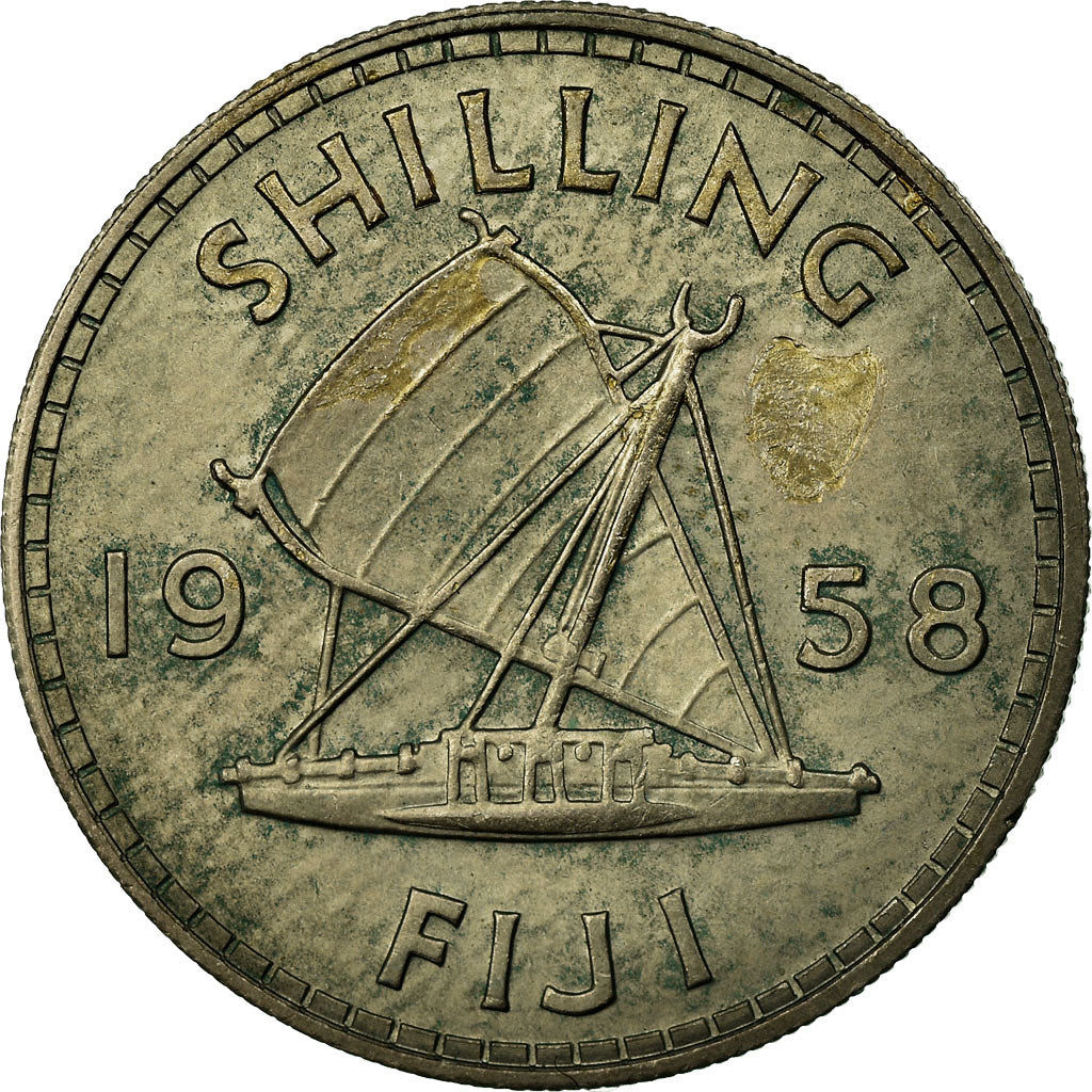 Coin, Fiji, Elizabeth II, Shilling, 1958, EF(40-45), Copper-nickel, KM:23