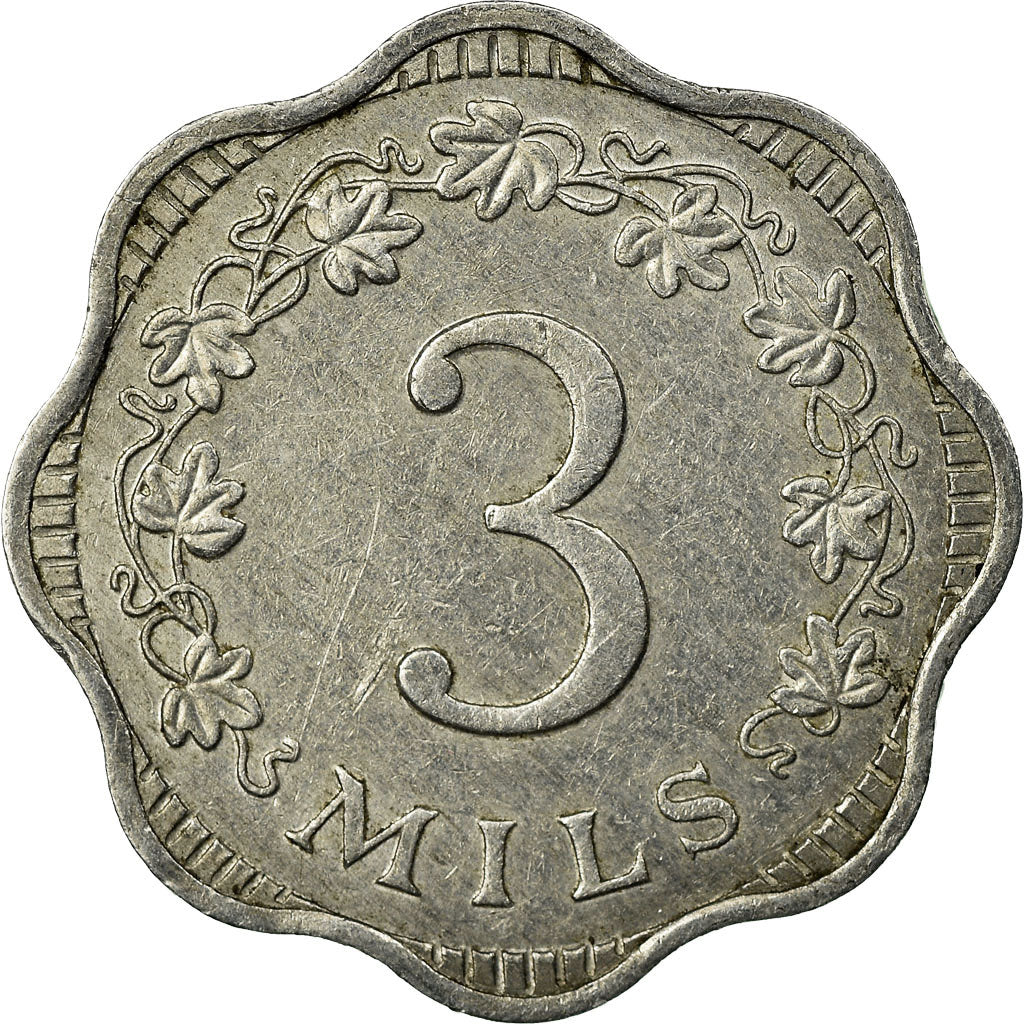 Coin, Malta, 3 Mils, 1972, British Royal Mint, EF(40-45), Aluminum, KM:6
