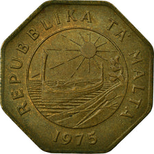 Coin, Malta, 25 Cents, 1975, EF(40-45), Brass, KM:29