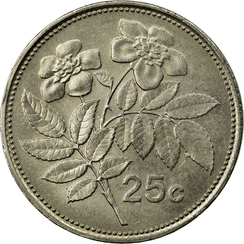 Coin, Malta, 25 Cents, 1986, EF(40-45), Copper-nickel, KM:80